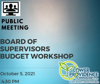 Board of Supervisors Budget Workshop October 5 at 4:30 pm