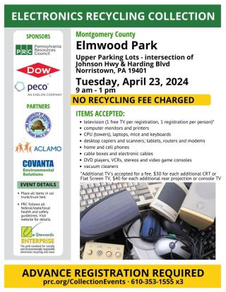 E-Waste Recycling Event April 23 for Montgomery County residents