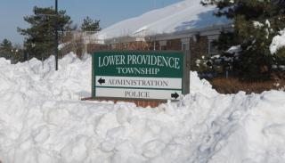 Township sign in snow