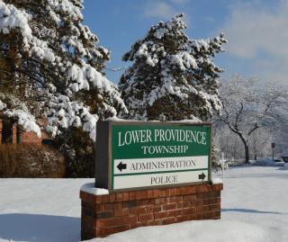 Lower Providence Township sign in snow