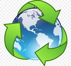 Recycling symbol with earth graphic