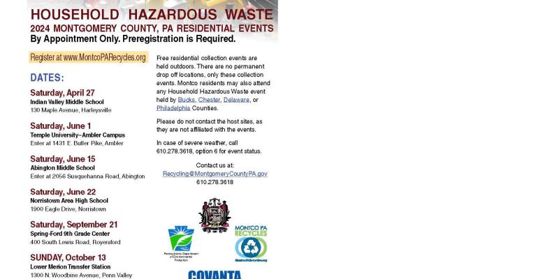2024 Hazardous Household Waste Collection Schedule
